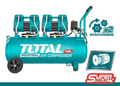 TOTAL TCS2241008 2400W 100L Silent Air Compressor - 3.2HP Total